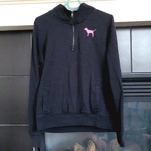 Victoria Secret black 1/4 Zip Sweatshirt Long Sleeve Love Pink Size M